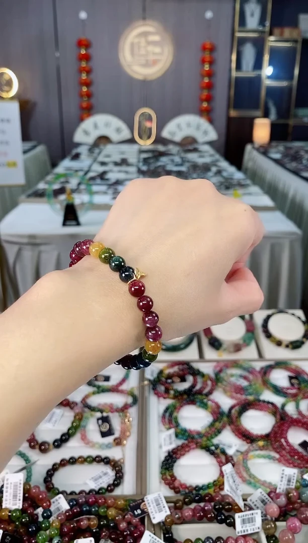 未镶嵌老矿碧玺色标单圈手串7mm+碧玺hon多样性发货一条