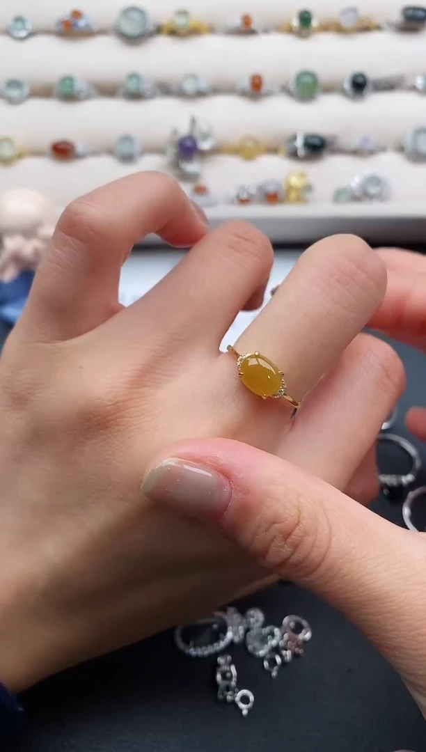 银S925镶嵌戒指翡翠444444+5