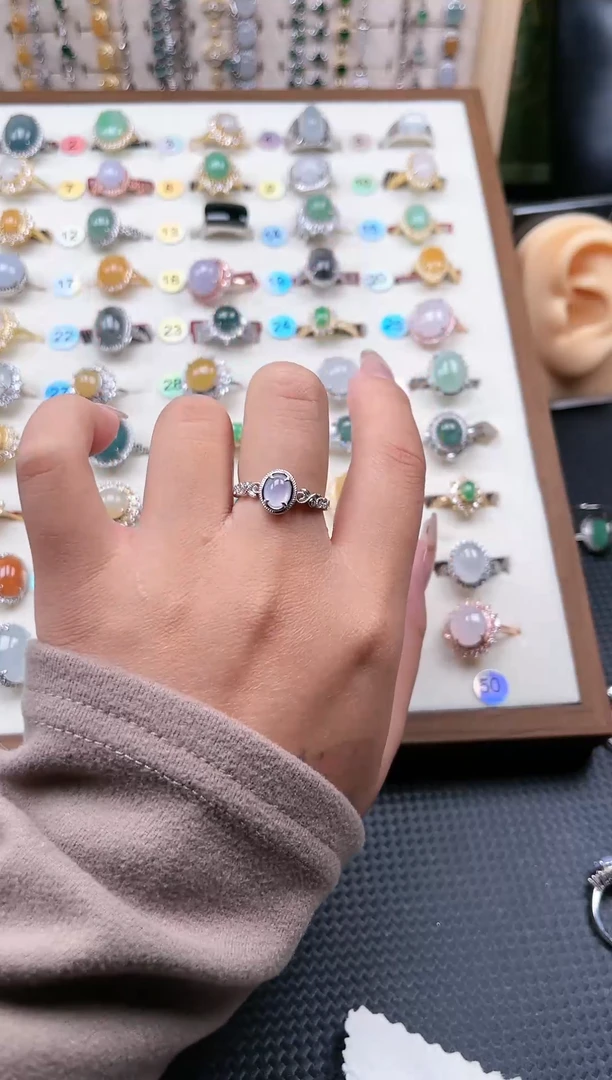 【闪购商品】翡翠戒指银S925镶嵌天然A货翡翠戒指