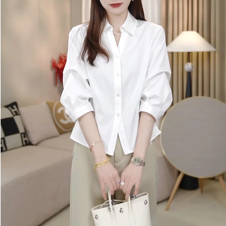 LMENY小心机！法式收腰设计外穿内搭显瘦不易皱时尚休闲设计感衬衫