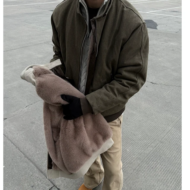 8086 蛇年限定座山雕可拆卸帽重磅加绒帆布夹克