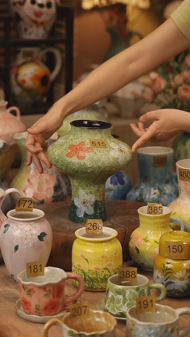 陶瓷515景德镇设计师手作花器摆件侘寂风