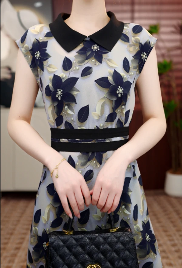 【送腰封】杭州原版正品夏季新款气质金枝玉叶连衣裙ZF-Q015