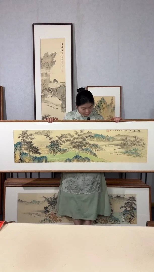 国画手绘*竹韵雅舍*52*172cm带框发货