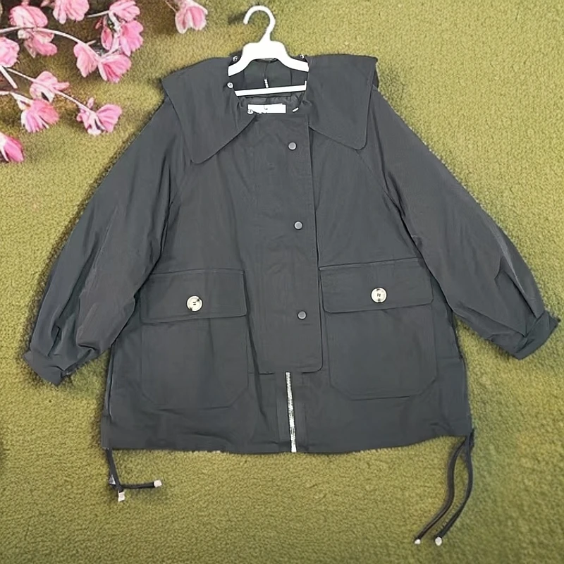 冬季时尚宽松版海军领中长款加厚外套S585