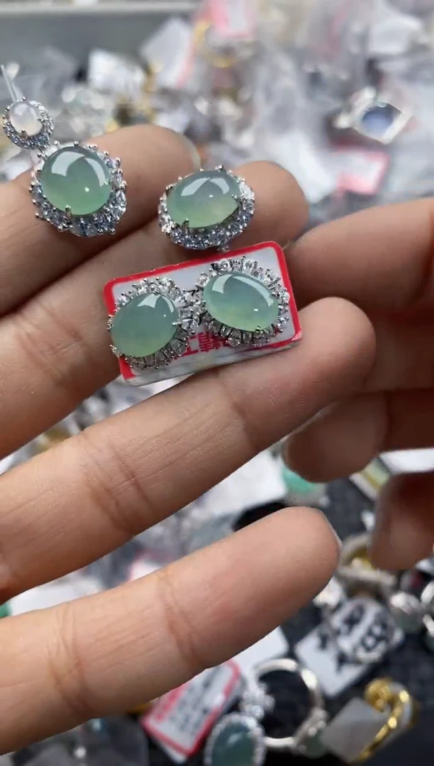 银S925镶嵌戒指翡翠555----9