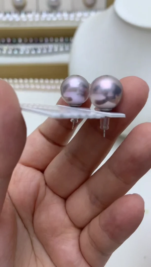 银S925镶嵌耳饰淡水珍珠e40