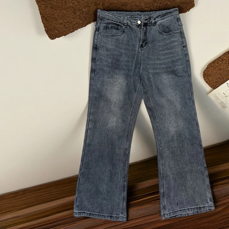 【2224】2025年新款裤子直筒时尚休闲百搭微喇显瘦大码牛仔裤