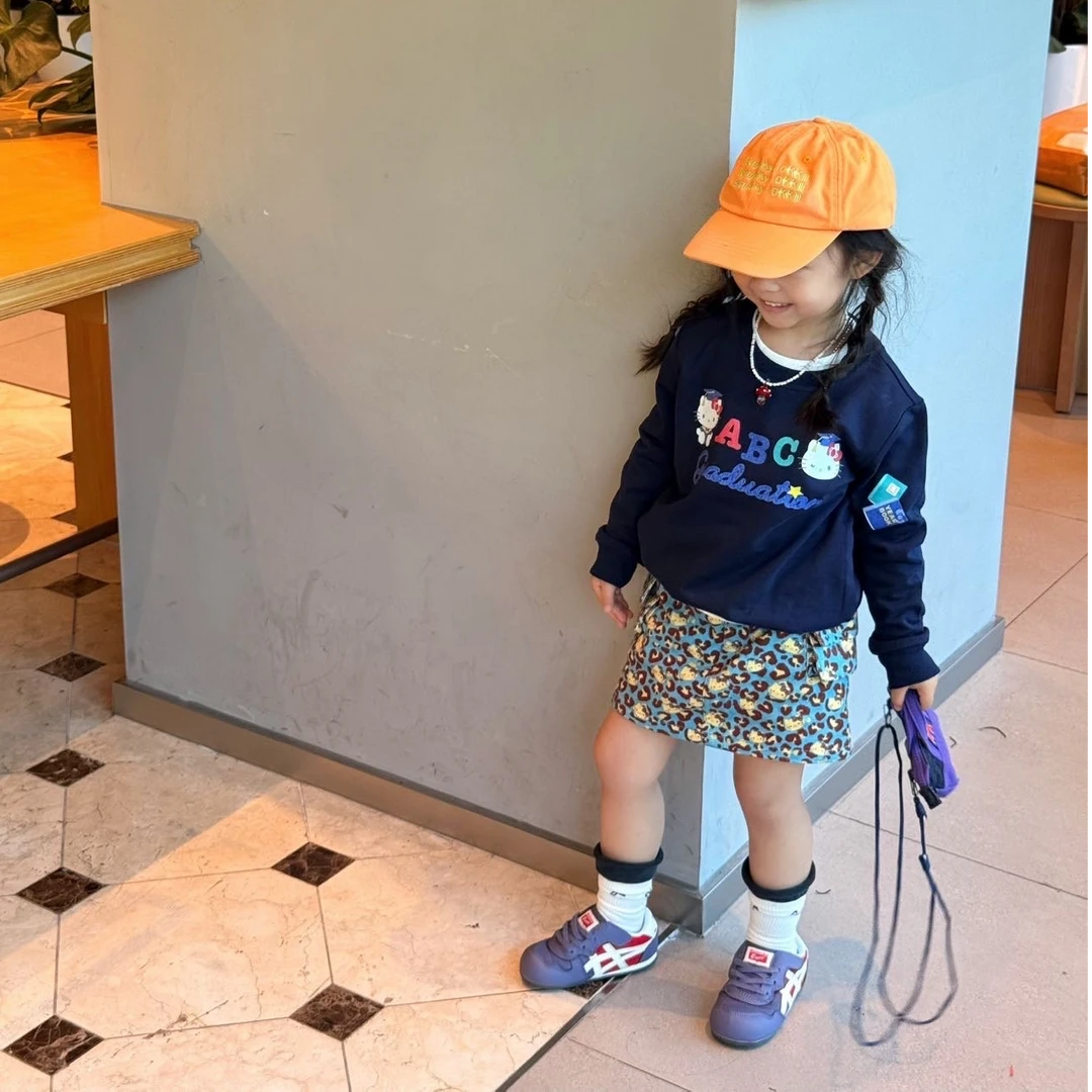 壹妈韩版童装女童秋季套装洋气儿童可爱长袖kt猫长袖上衣豹纹半裙