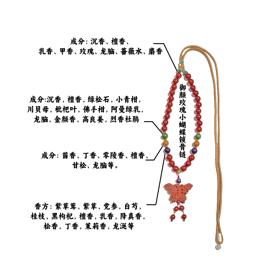 拾遗匠【御颜玫瑰】小蝴蝶8mm锁骨链提神醒脑天然非遗古法合香