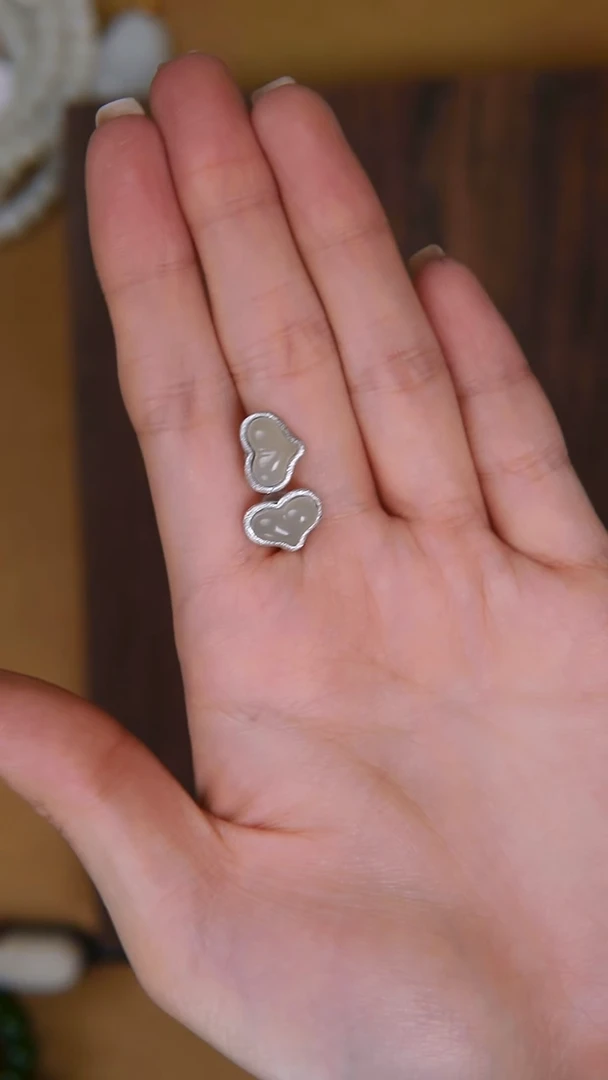 银S925镶嵌和田玉耳饰耳饰