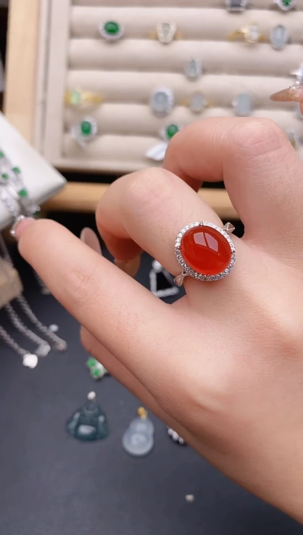 银S925镶嵌戒指玛瑙/玉髓0