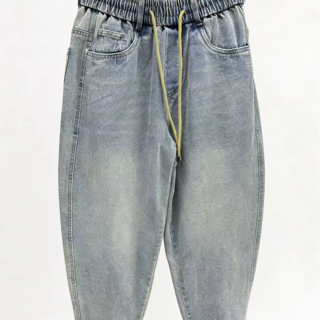 秋冬牛仔裤男士复古宽松锥形牛仔休闲潮流J069