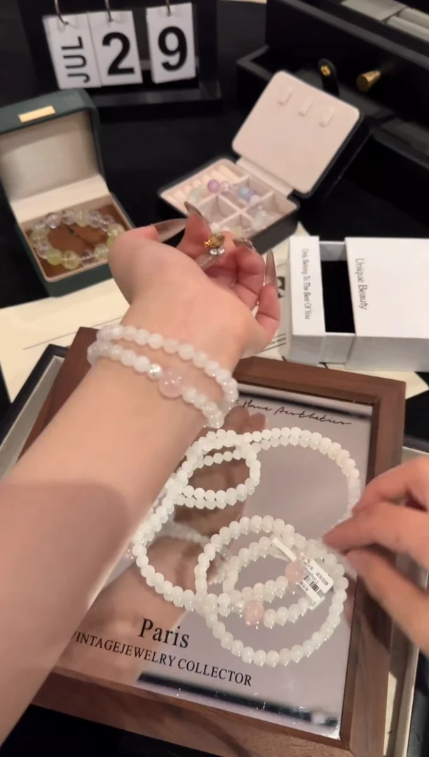 水晶手链合金蓝月光双圈x2119