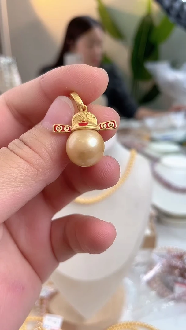 颈饰未镶嵌淡水珍珠黄色系吊坠13mm+