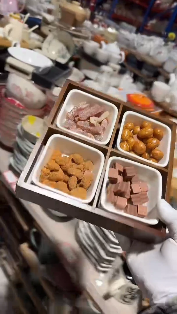 陶瓷四宫格方碗5件套微瑕 凑满20元包邮