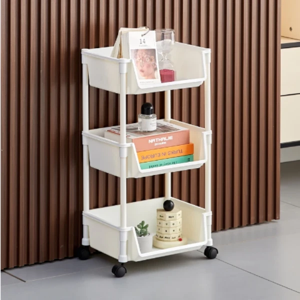 【三层】可移动置物架层收纳架家用儿童玩具小推车简易书架带轮-Y2