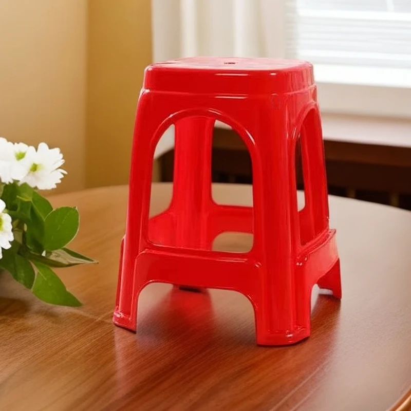 珠江塑料凳子家用简约现代可叠放熟胶板凳餐桌椅子成人高方凳