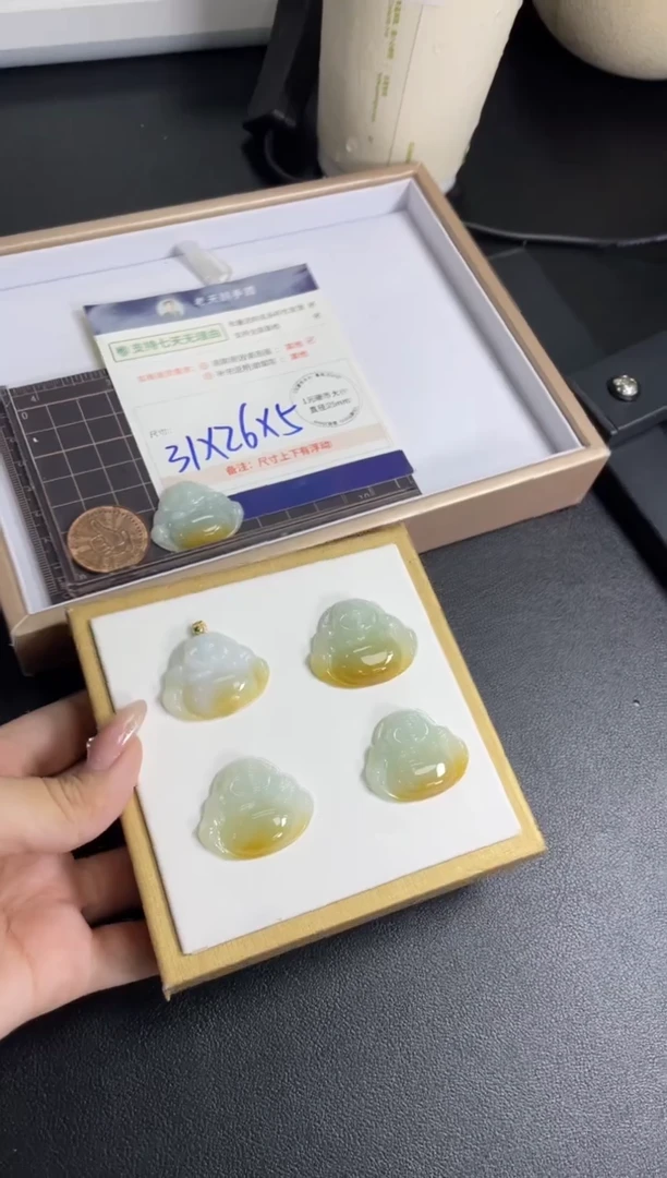 翡翠挂件18K金镶嵌佛公FL15/多样性发其一CP配绳