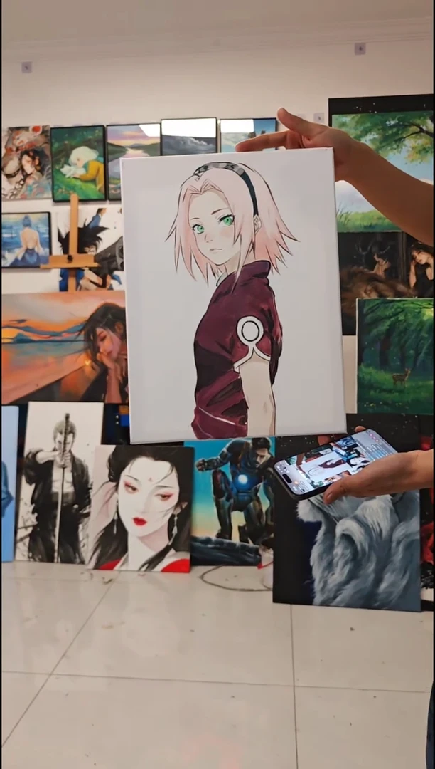 丙烯画小樱丙烯画x加框
