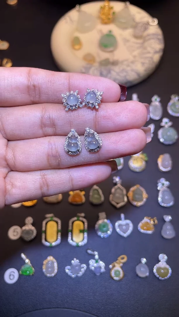 吊坠(不含链)银S925镶嵌翡翠你***笑1