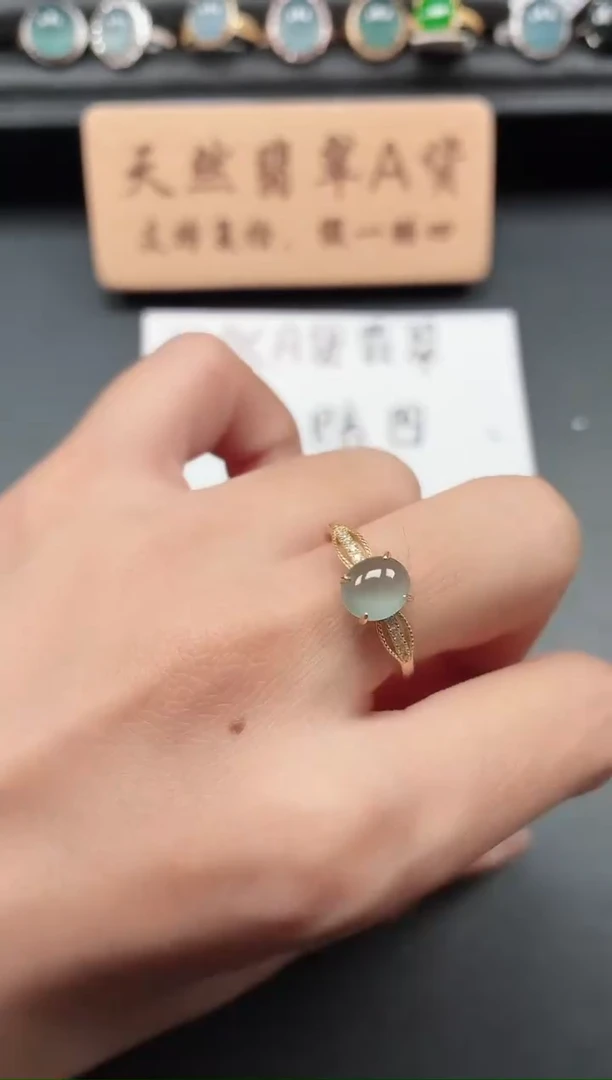 银S925镶嵌戒指翡翠1