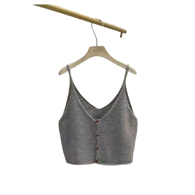 设计感v领纯色叠穿针织小吊带背心女初春新款百搭短款羊毛马甲