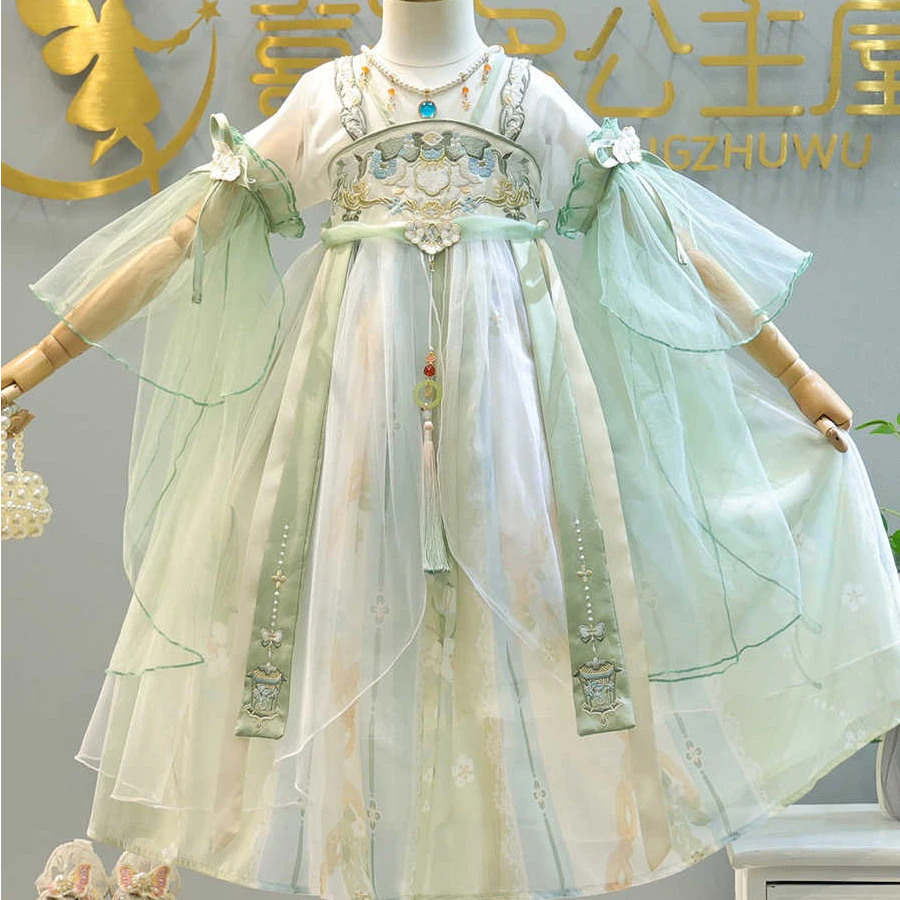 2025夏季女童汉服连衣裙儿童襦裙小女孩仙宋制民族风古装薄款新装