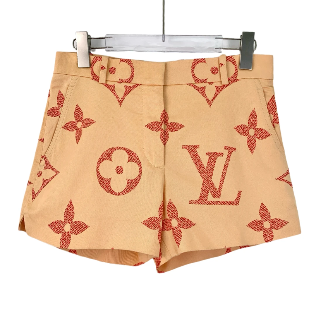 99新 LouisVuitton/路易威登 DW0002 黄色老花满印短裤 36 XS码