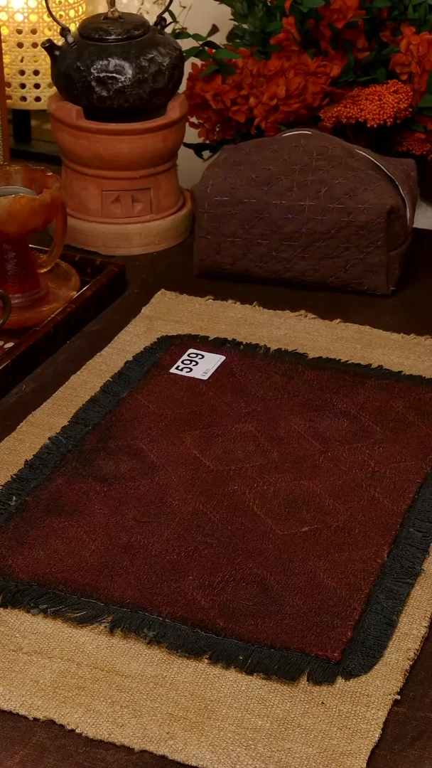 如*?Cici手作刺子绣柿染壶垫杯垫-599