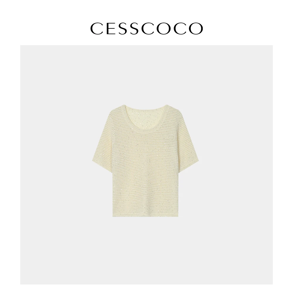 【黄蓉推荐】【CESSCOCO】亮片针织上衣 S12D321001