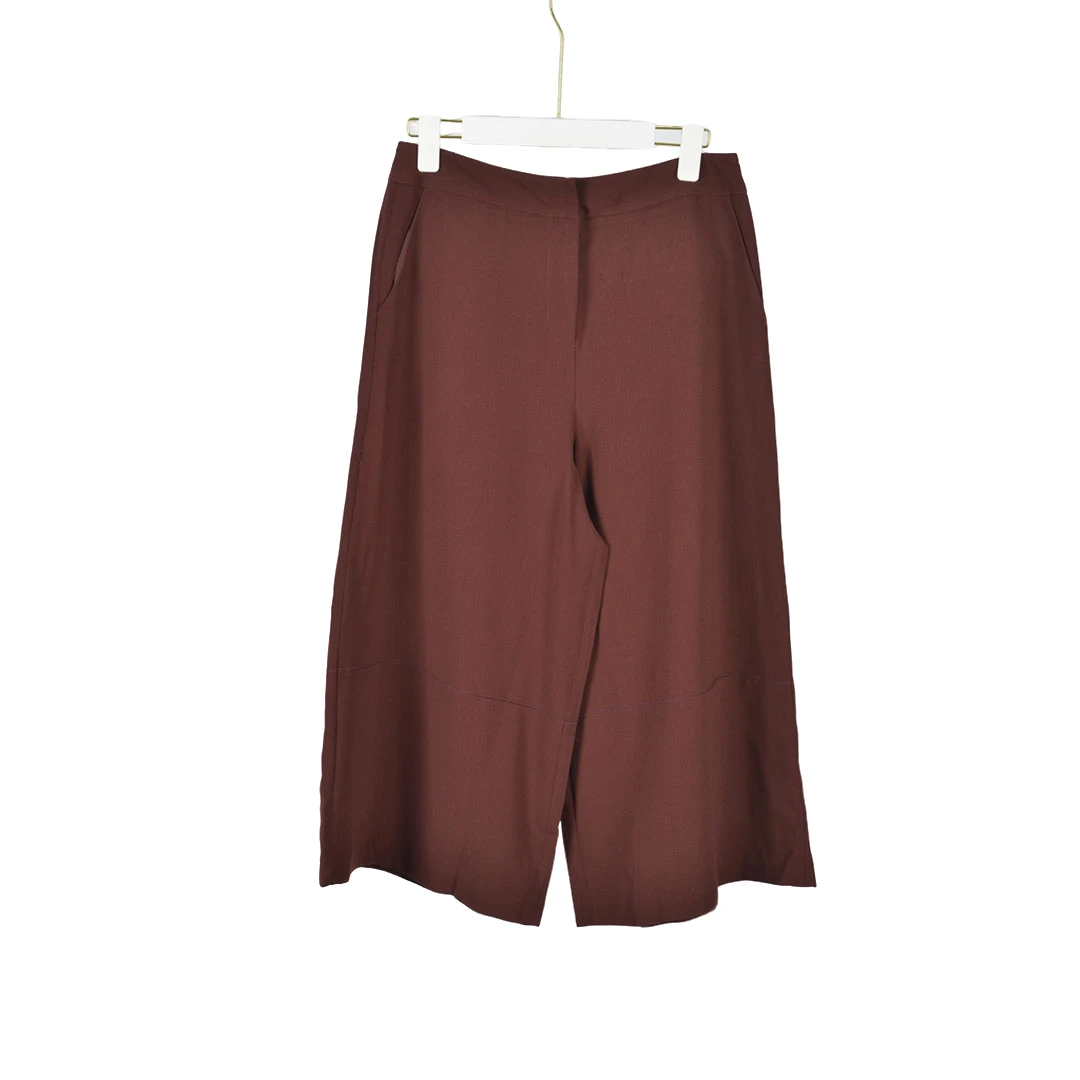 【Y专柜捡漏】女装SLDEB七分阔腿裤2100酒红色大一码