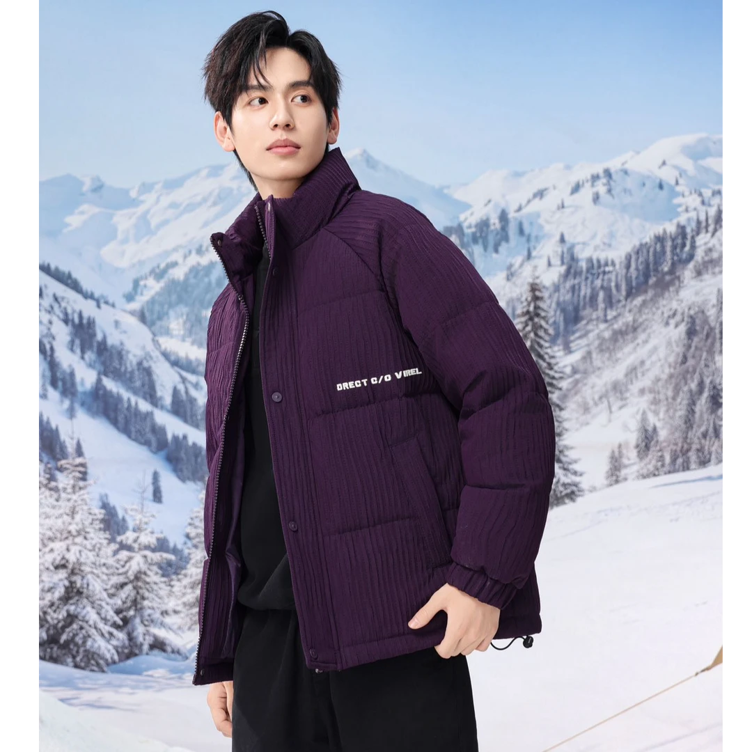 【纹理感情侣加厚外套】冬季新款时尚立领御寒防风外套-1111