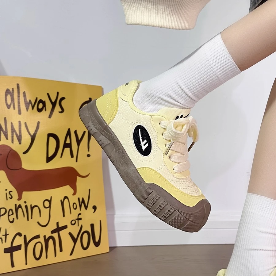 回力柠檬黄大眼萌小白鞋女2025新款百搭帆布鞋时尚复古丑萌休闲鞋