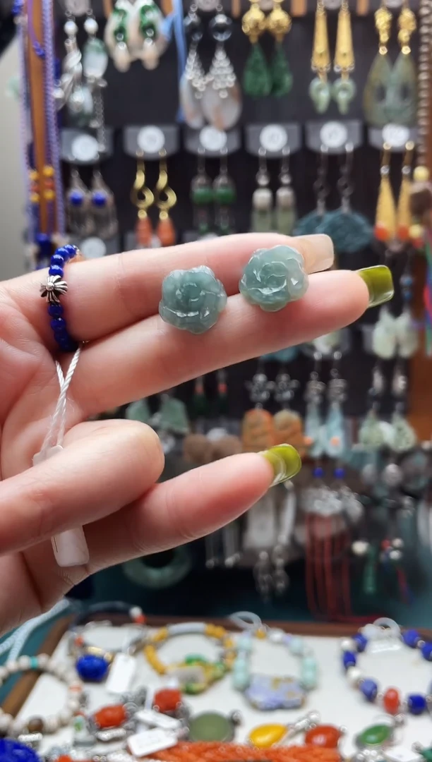 银S925镶嵌翡翠耳饰饰品