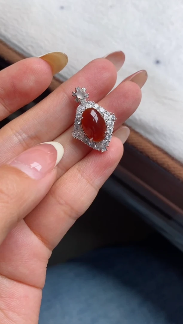 银S925镶嵌戒指翡翠凉**花天然A货翡翠