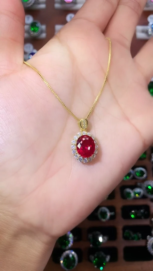 无吊坠925银鸽血红吊坠金911