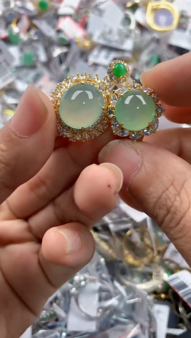 银S925镶嵌戒指翡翠222              10