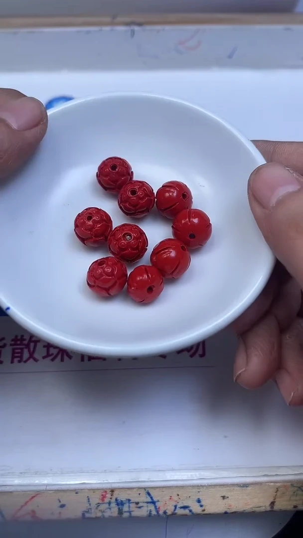 未镶嵌散珠玛瑙/玉髓D698 红 砂12mm莲花5个9.9元