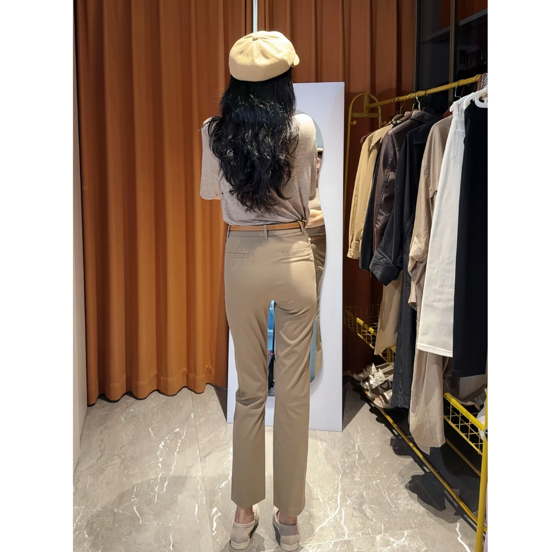 【专属推荐】新款百搭法棍烟管裤高弹抗皱通勤高腰显瘦职业通勤直筒