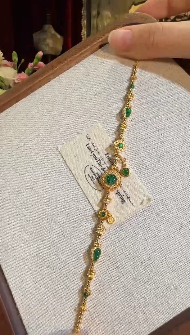 【闪购商品】翡翠手链银S925镶嵌重工设计款多宝盘缠