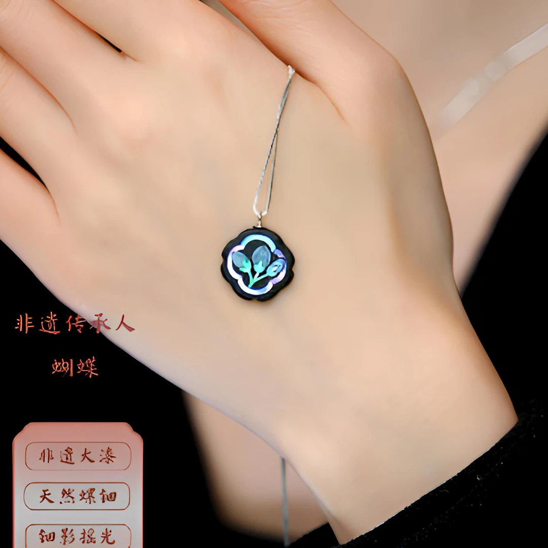 【茉离】子漆社纯手工大漆螺钿项链茉莉首饰非遗首饰漆器