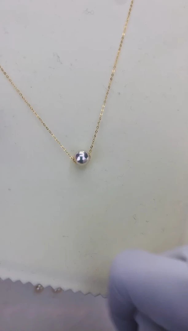 18K金镶嵌DA海水珍珠 GD008 7-8 路路通吊坠赠银链