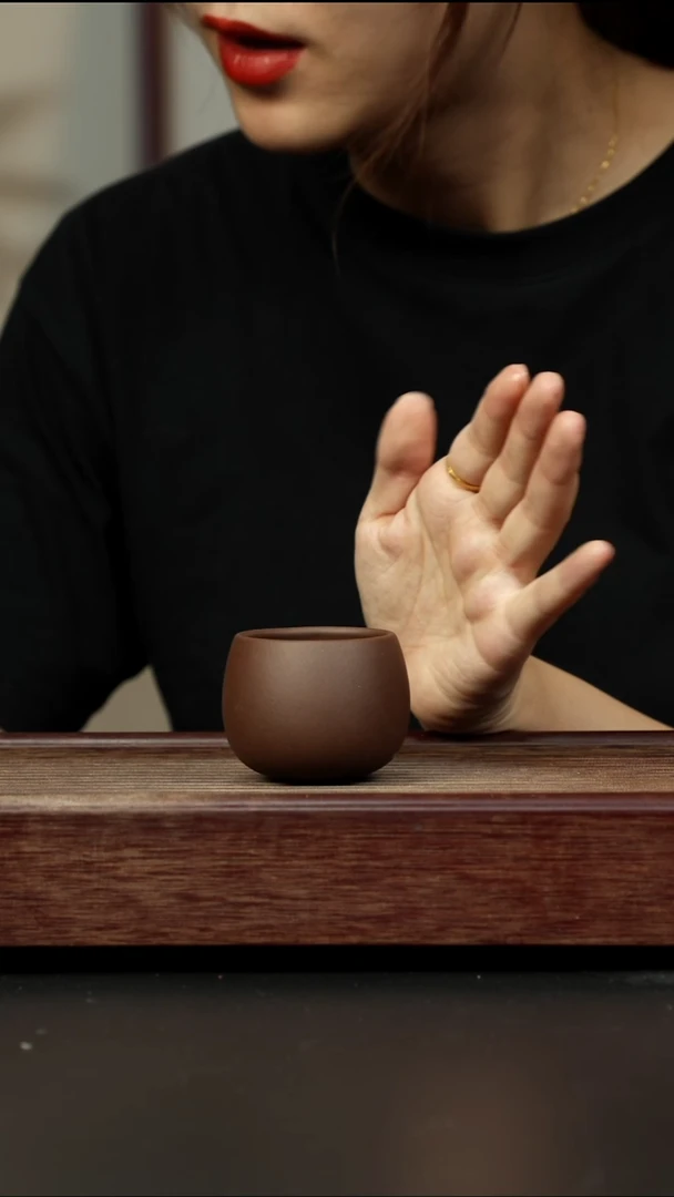 紫砂茶杯紫泥不倒翁