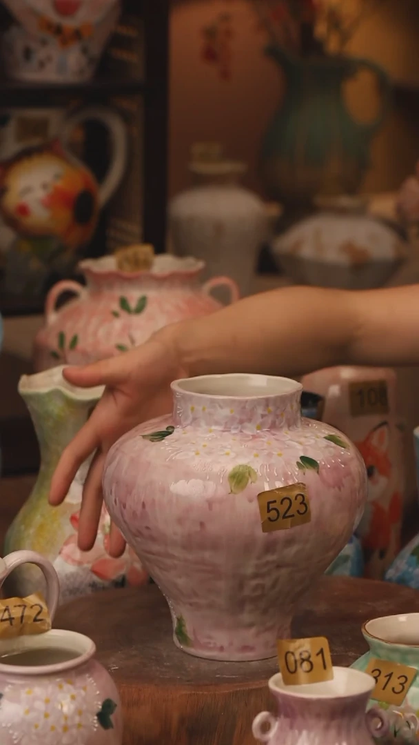 陶瓷523景德镇设计师手作花器摆件侘寂风