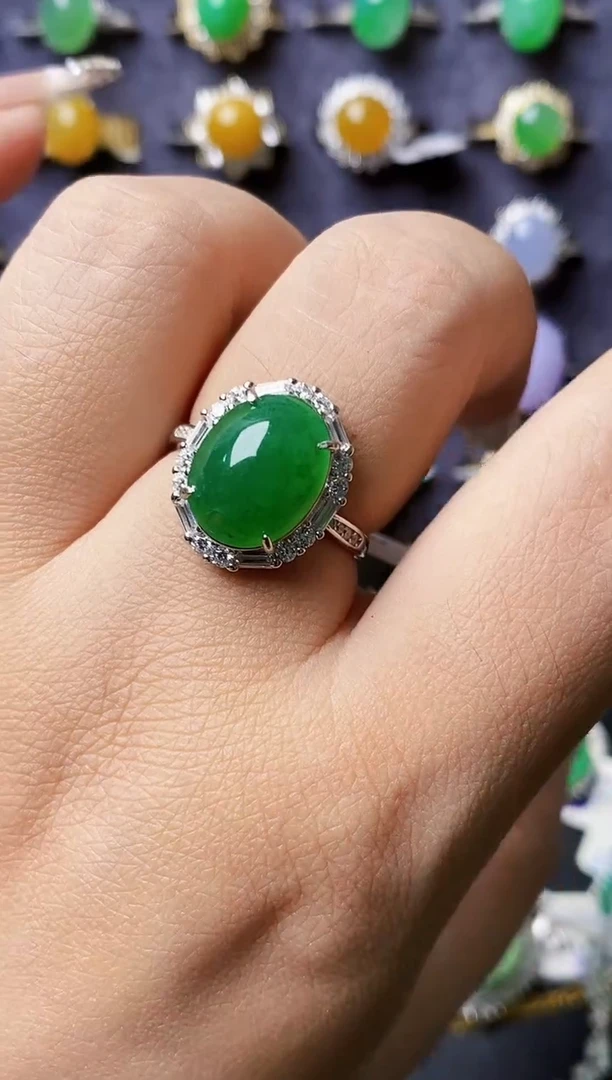 银S925镶嵌戒指翡翠0131