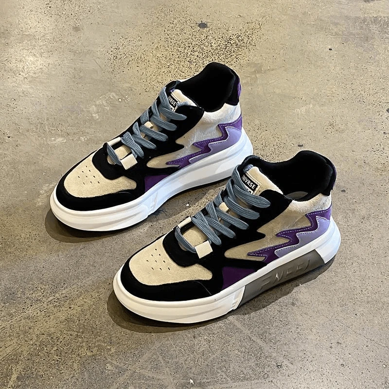 X-7高帮鞋女秋冬加绒保暖多巴胺小众拼色百搭运动休闲鞋子