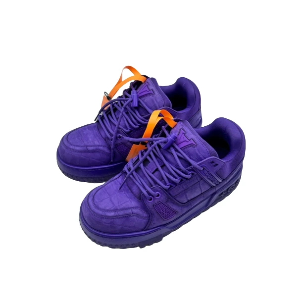 95新 LouisVuitton/路易威登 39码紫色鳄纹trainer胖丁98新vv1209