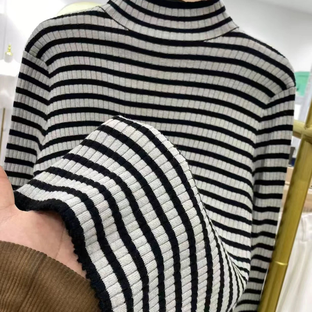 【阿强专享—黑灰条纹打底】时尚百搭休闲针织衫
