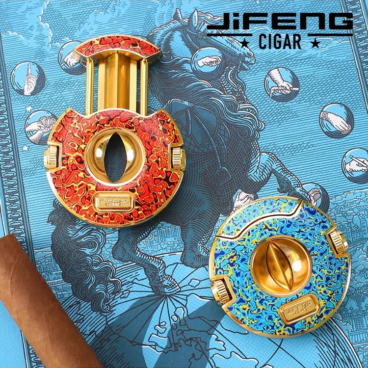 JIFENG季风三合一非遗大漆雪茄剪 带两侧雪茄开孔器雪茄刀礼盒款